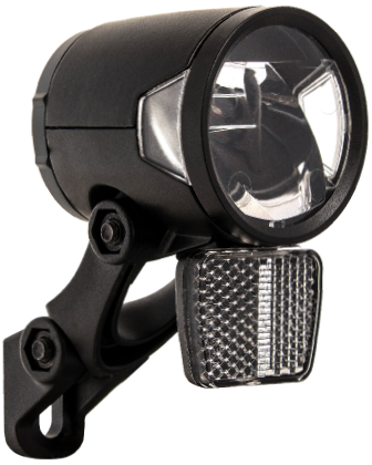 Koplamp Herrmans H-Black MR8 dynamo - aan uit functie -met houder - 180 lumen