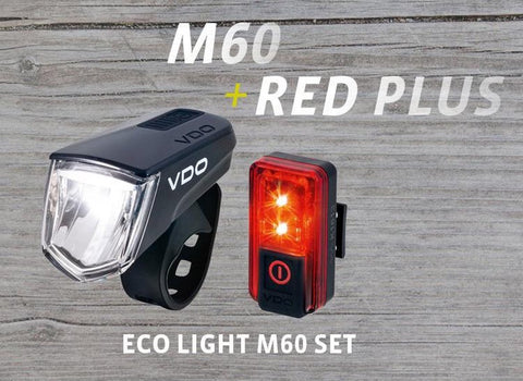 VDO verlichtingsset Eco light M60FL USB 60 Lux + RED PLUS RL