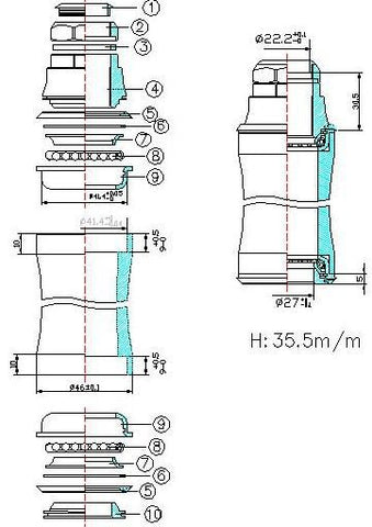 Tecora Balhoofdstel verloop gazelle nm 22.2 41.4 27 semi gei