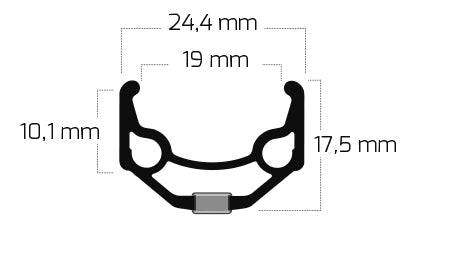 Velg Ryde ZAC 19 28 622*19C aluminium - 36 gaats 14G - zwart ongeslepen