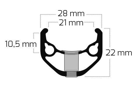 Velg Ryde ZAC 421 28 29 622*21C aluminium - 36 gaats 14G - zwart geslepen