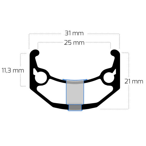 Velg Ryde ZAC Big Bull 28 29 622 x 25C aluminium - 36 gaats 14G - zwart geslepen