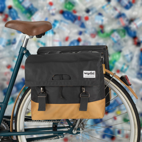 Gerecyclede dubbele fietstas Urban Proof 40 liter - grijs geel