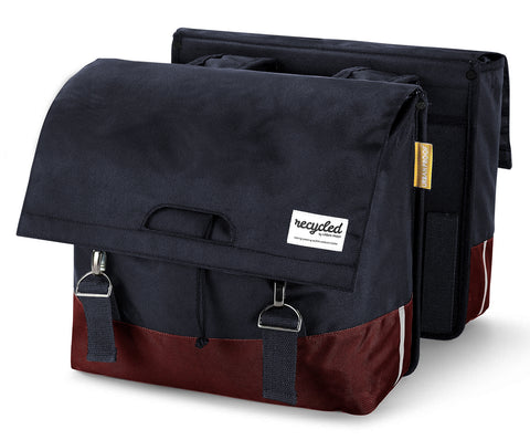 UrbanProof dubbele fietstas RPET 40L bordeauxrood-grijs