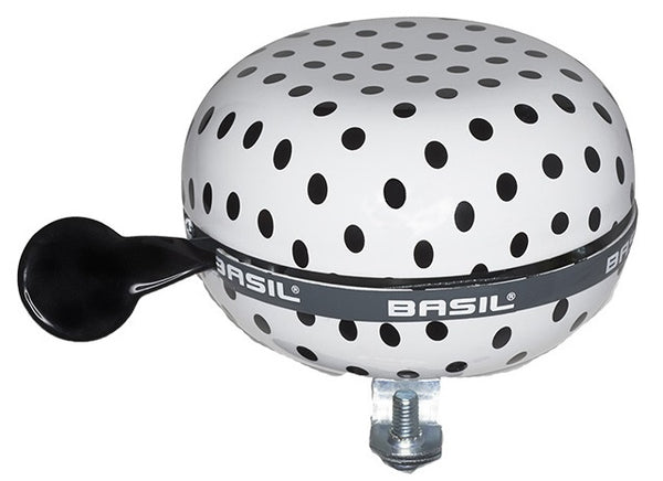 Fietsbel Basil Polkadot ø80mm - white black dots