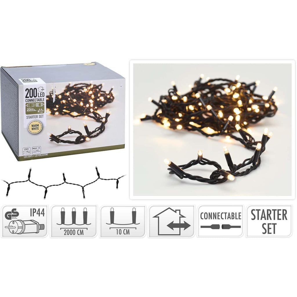 S.I.A. S.I.A.Koppelbare Kerstverlichting Starter Set 200 LEDs 20M IP44