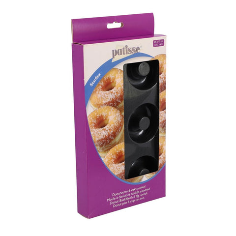 Patisse Patisse Donutvorm 6 Vaks 29x17 cm Zwart Siliconen