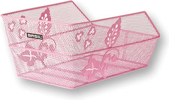 Fietsmand Basil Cento S FM Flower met vaste montage 36 x 26 x 18 cm - roze