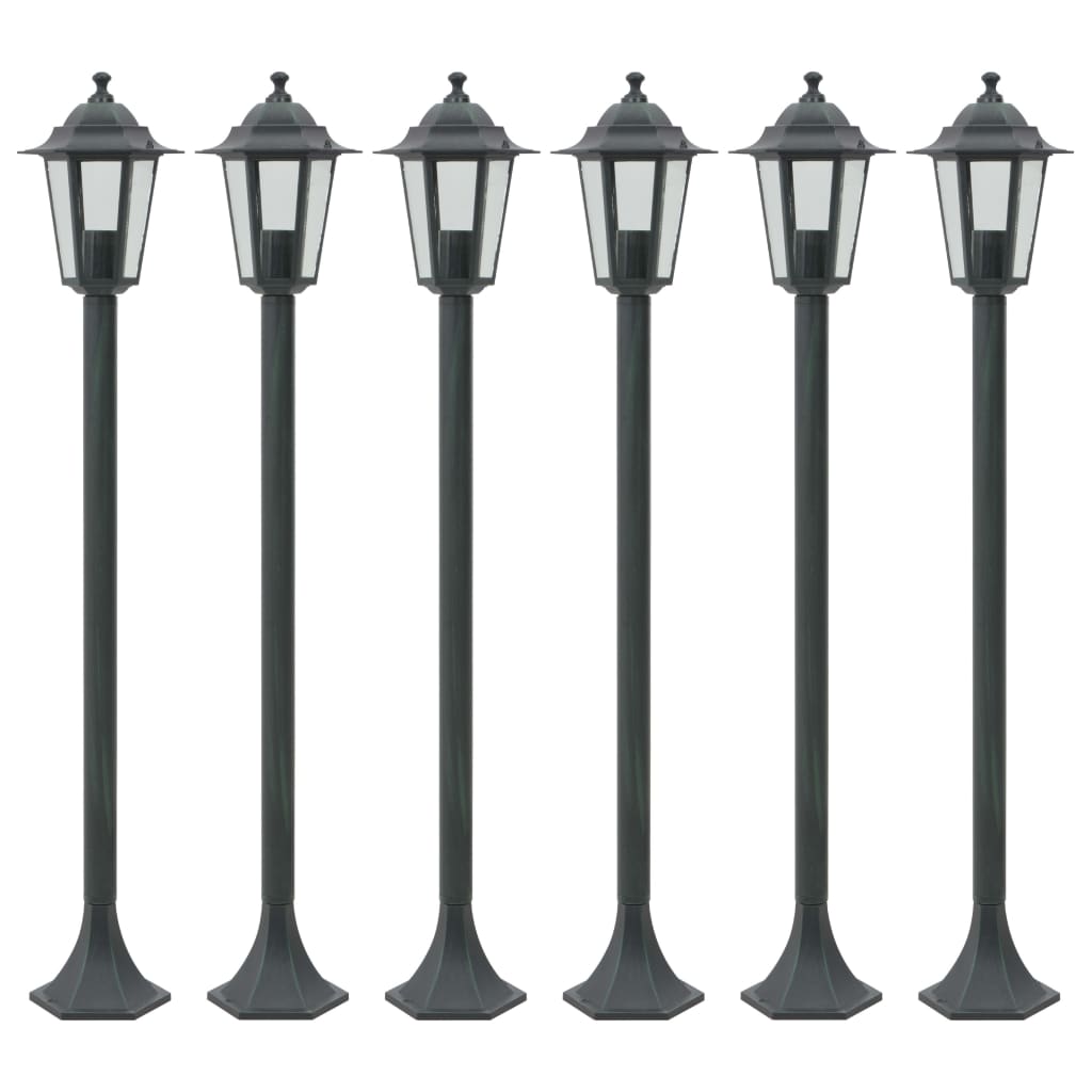 VidaXL Paalverlichting voor tuin E27 110 cm aluminium donkergroen 6 st