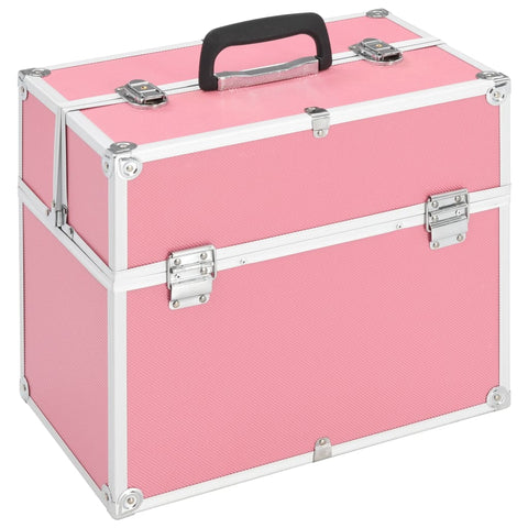 VidaXL Make-up koffer 37x24x35 cm aluminium roze