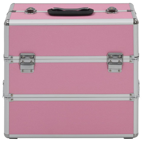 VidaXL Make-up koffer 37x24x35 cm aluminium roze