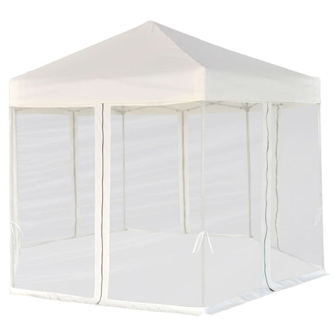 VidaXL Partytent pop-up zeshoekig met 6 zijwanden 3,6x3,1 m crèmewit