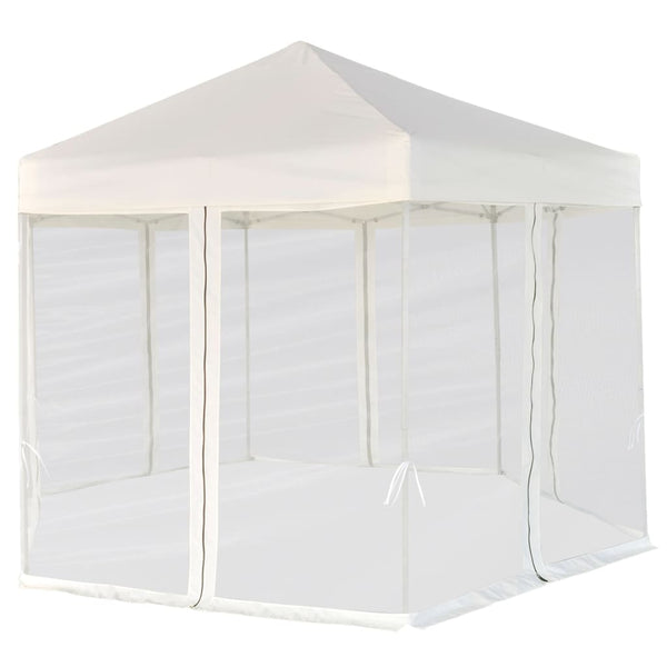 VidaXL Partytent pop-up zeshoekig met 6 zijwanden 3,6x3,1 m crèmewit