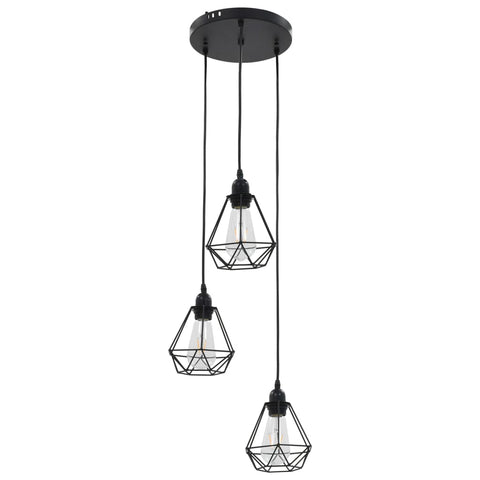 VidaXL Plafondlamp met diamantvorm 3xE27 zwart