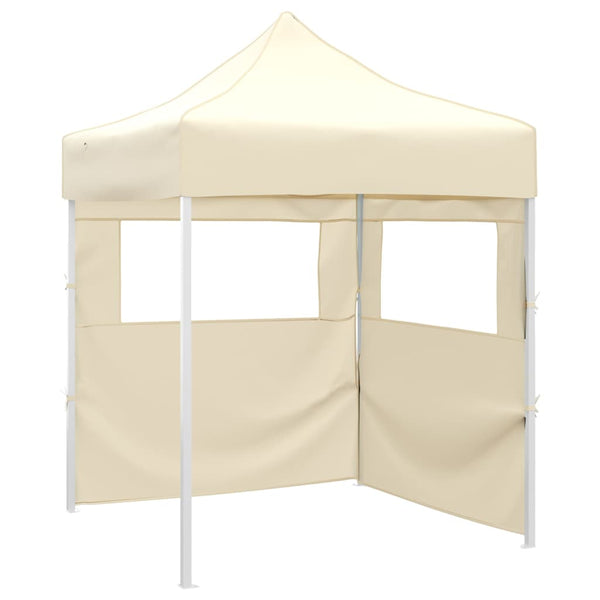 VidaXL Partytent met 2 zijwanden inklapbaar 2x2 m staal crème