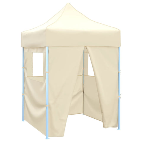 VidaXL Partytent met 4 zijwanden inklapbaar 2x2 m staal crème