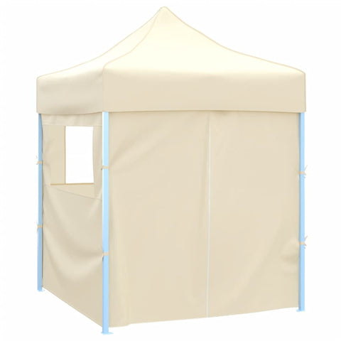 VidaXL Partytent met 4 zijwanden inklapbaar 2x2 m staal crème