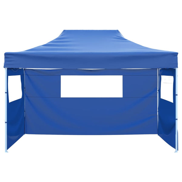 VidaXL Partytent met 3 zijwanden inklapbaar 3x4 m staal blauw