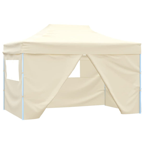 VidaXL Partytent met 4 zijwanden inklapbaar 3x4 m staal crème