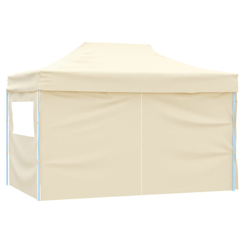 VidaXL Partytent met 4 zijwanden inklapbaar 3x4 m staal crème