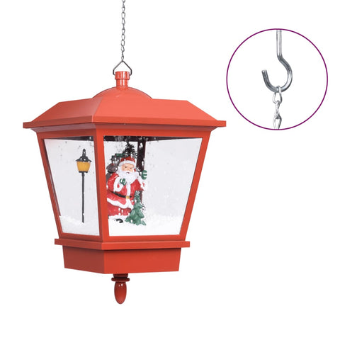 VidaXL Kersthanglamp met LED-lamp en kerstman 27x27x45 cm rood