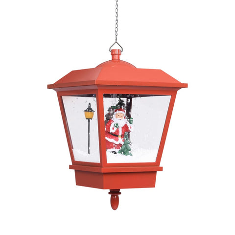 VidaXL Kersthanglamp met LED-lamp en kerstman 27x27x45 cm rood