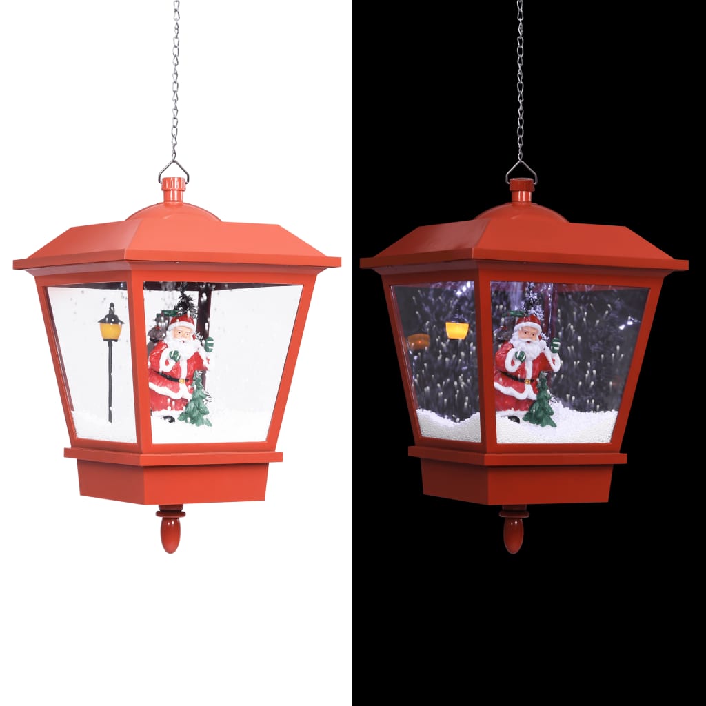 VidaXL Kersthanglamp met LED-lamp en kerstman 27x27x45 cm rood