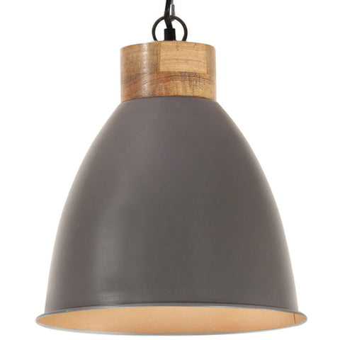 VidaXL Hanglamp industrieel E27 35 cm ijzer en massief hout grijs