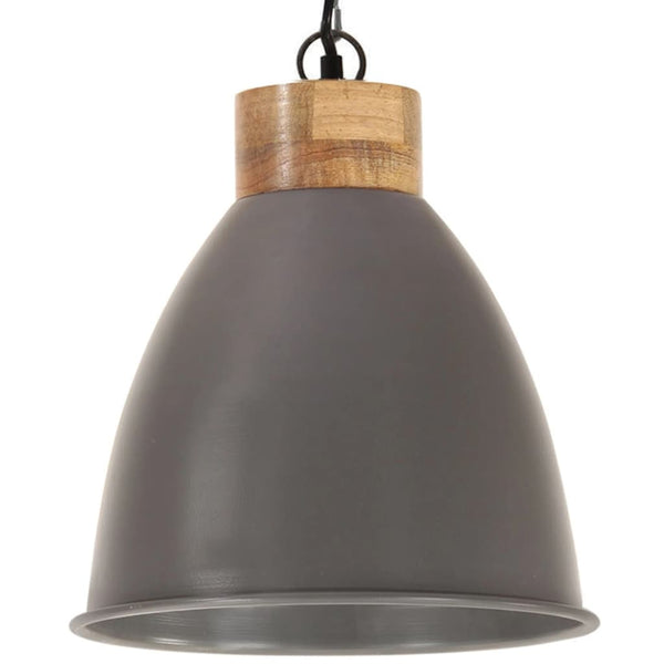 VidaXL Hanglamp industrieel E27 35 cm ijzer en massief hout grijs