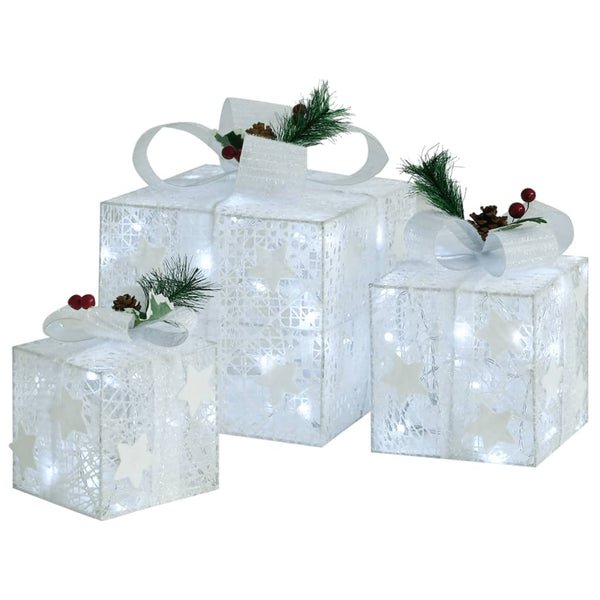 VidaXL Kerstdecoratie geschenkdozen 3 st binnen buiten wit