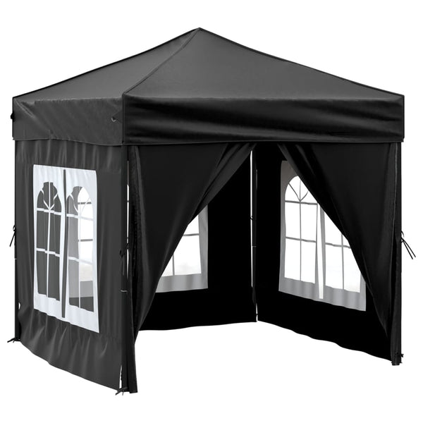 VidaXL Partytent inklapbaar met zijwanden 2x2 m zwart