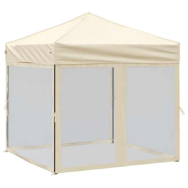 VidaXL Partytent inklapbaar met zijwanden 2x2 m crèmekleurig