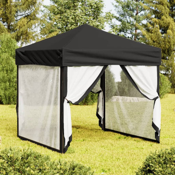 VidaXL Partytent inklapbaar met zijwanden 2x2 m zwart