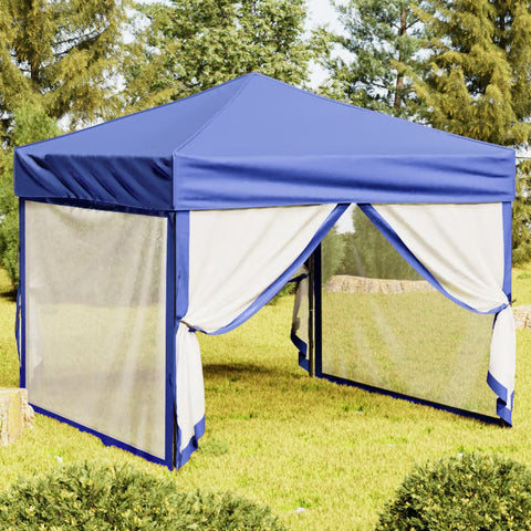 VidaXL Partytent inklapbaar met zijwanden 3x3 m blauw