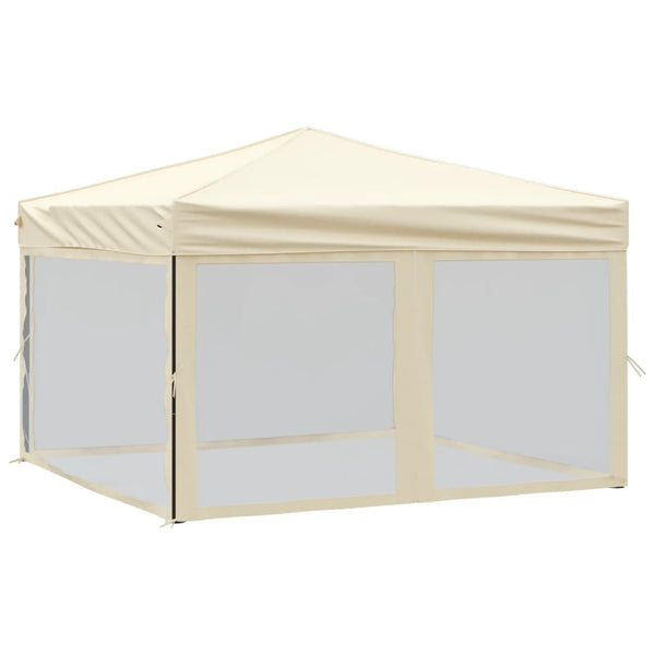 VidaXL Partytent inklapbaar met zijwanden 3x3 m crèmekleurig