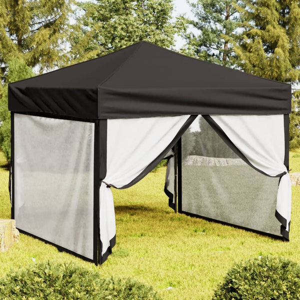 VidaXL Partytent inklapbaar met zijwanden 3x3 m zwart