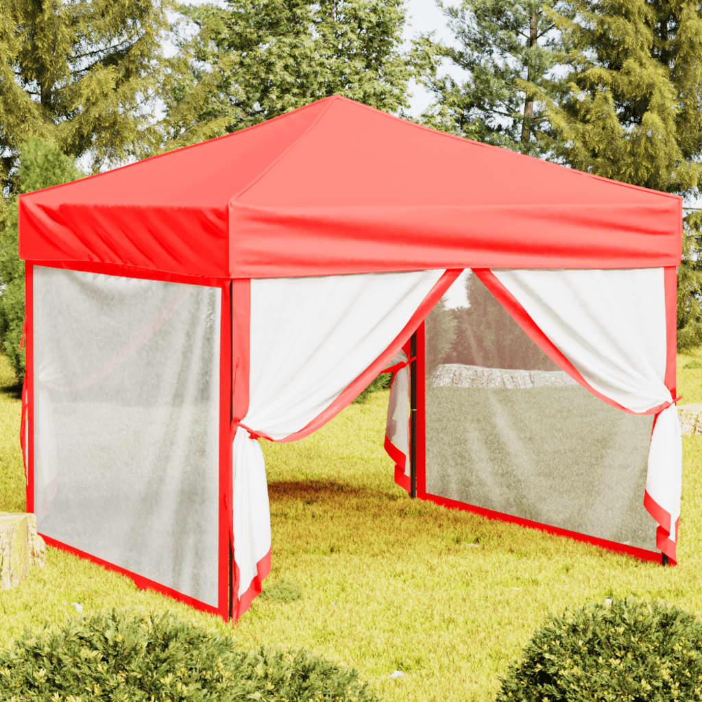 VidaXL Partytent inklapbaar met zijwanden 3x3 m rood