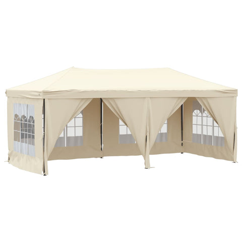 VidaXL Partytent inklapbaar met zijwanden 3x6 m crèmekleurig