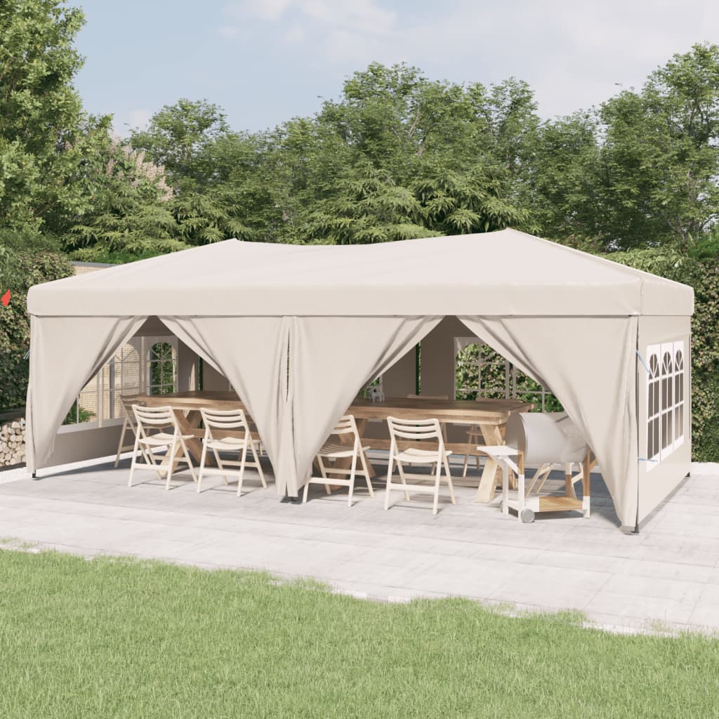 VidaXL Partytent inklapbaar met zijwanden 3x6 m crèmekleurig