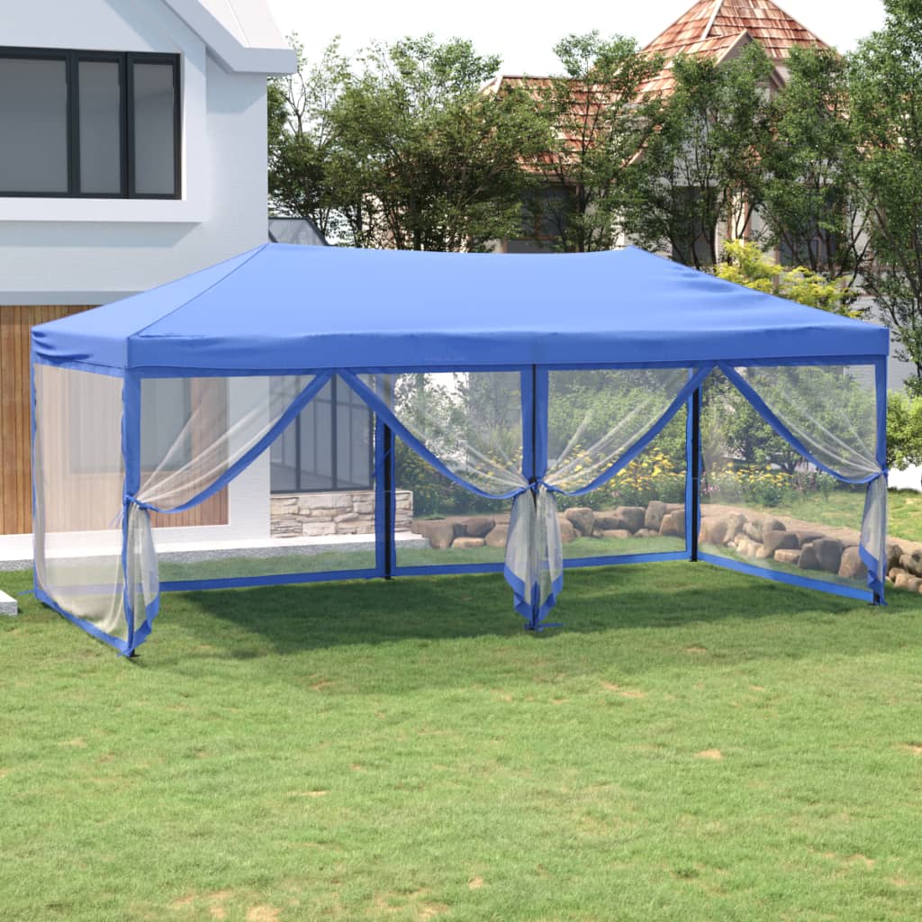 VidaXL Partytent inklapbaar met zijwanden 3x6 m blauw