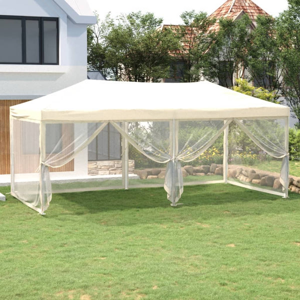 VidaXL Partytent inklapbaar met zijwanden 3x6 m crèmekleurig