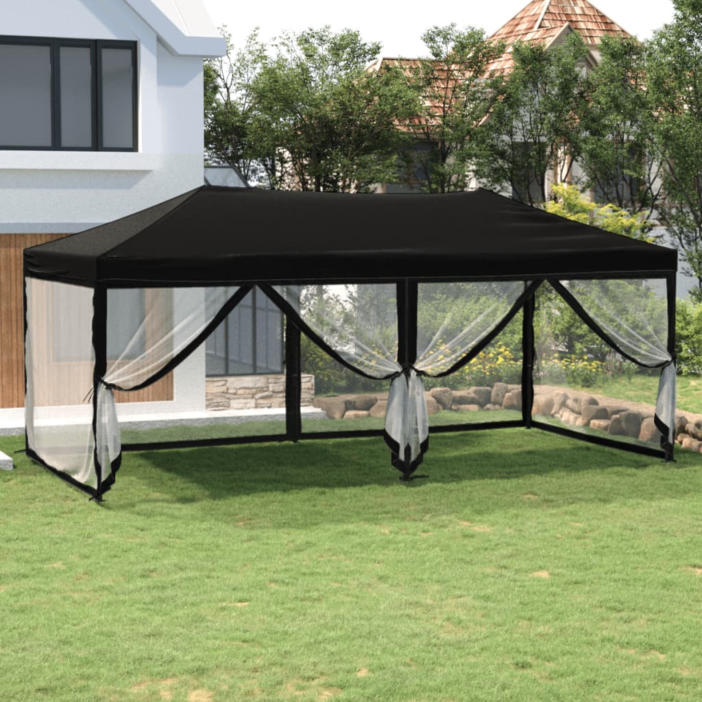 VidaXL Partytent inklapbaar met zijwanden 3x6 m zwart