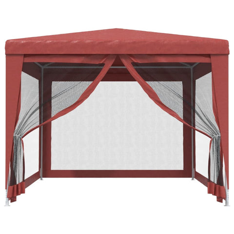 VidaXL Partytent met 4 mesh zijwanden 3x4 m HDPE rood