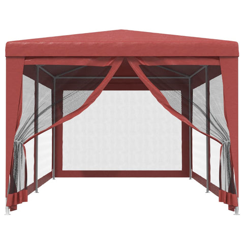 VidaXL Partytent met 6 mesh zijwanden 3x6 m HDPE rood