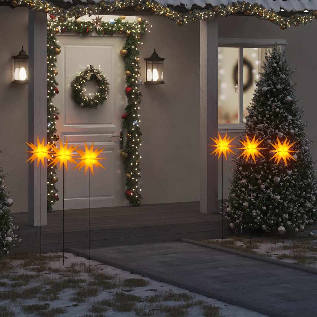 VidaXL Kerstlampen met grondpin en LED's 3 st 35 cm geel