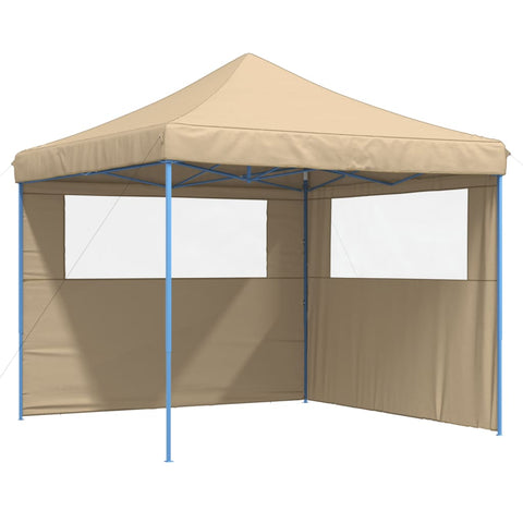 VidaXL Partytent inklapbaar pop-up met 2 zijwanden beige