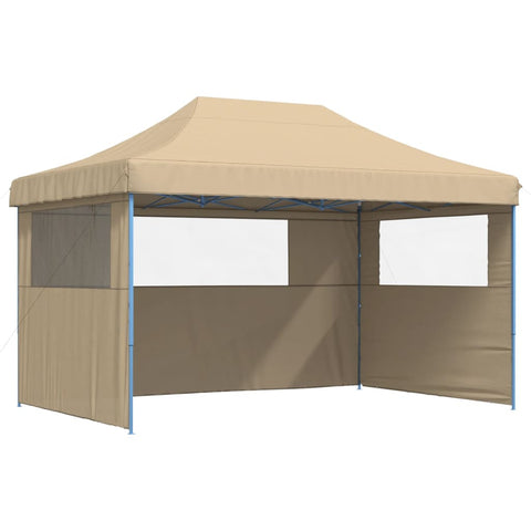 VidaXL Partytent inklapbaar pop-up met 3 zijwanden beige