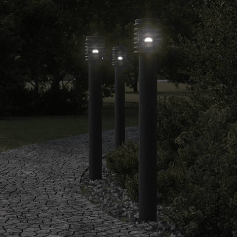 VidaXL Buitenvloerlampen 3 st stopcontact 110 cm roestvrijstaal zwart