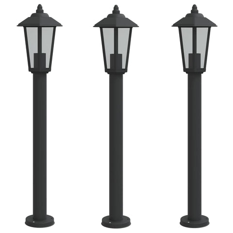 VidaXL Vloerlamp voor buiten 3 st 80 cm roestvrijstaal zwart