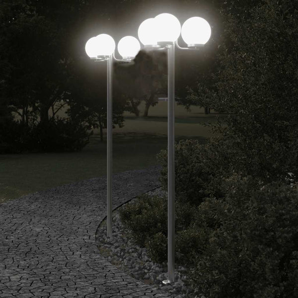 VidaXL Vloerlamp voor buiten 3 st 215 cm roestvrij staal zilverkleurig